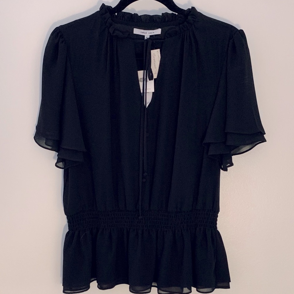 Naked Zebra Brand Smock Waist Top